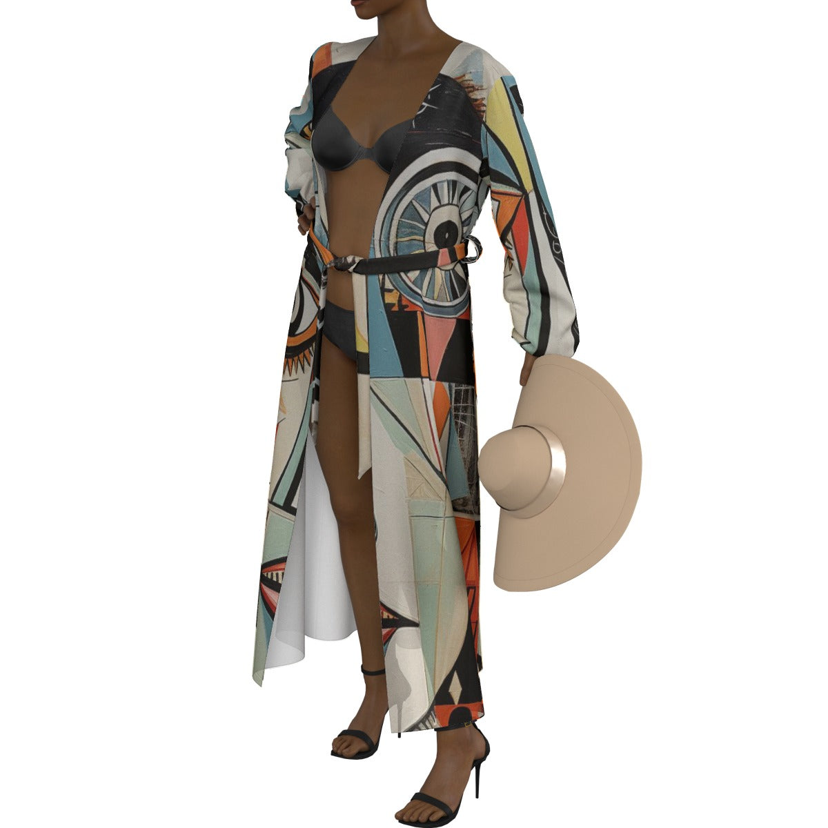 All-Over Print Women's Lace-up Chiffon Robe