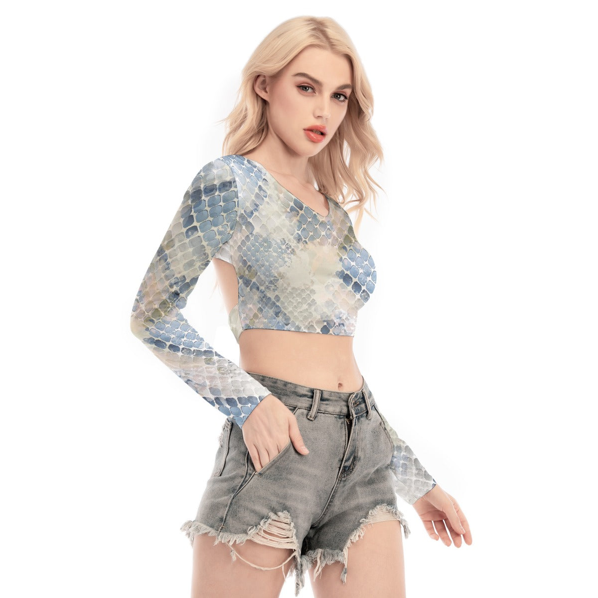 All-Over Print Women's Back Hollow T-shirt With Strap