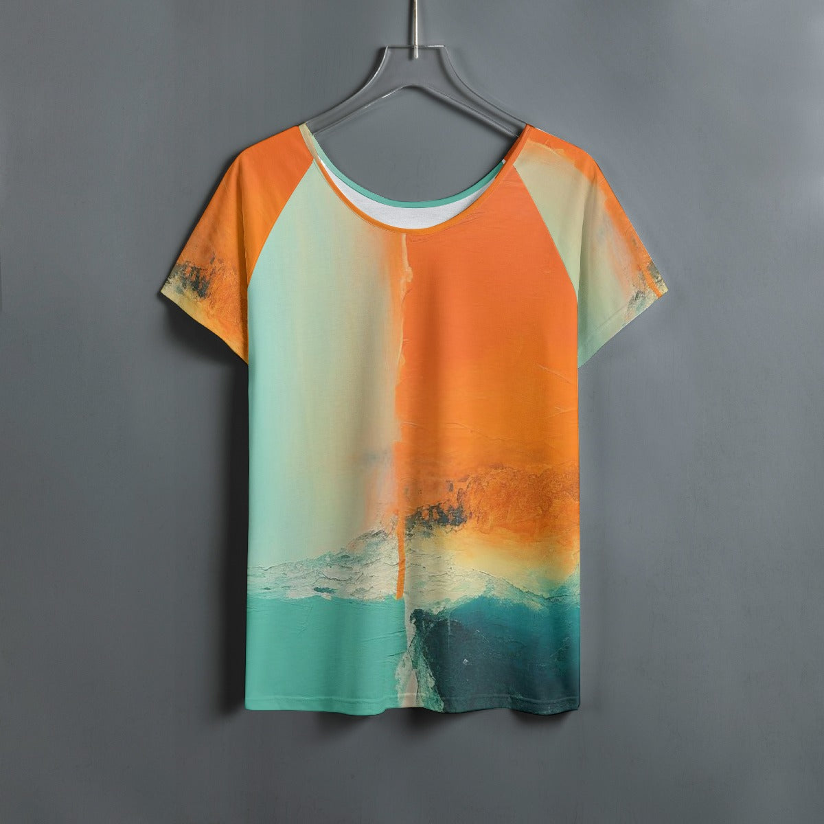 All-Over Print Women's Round Neck T-shirt With Raglan Sleeve