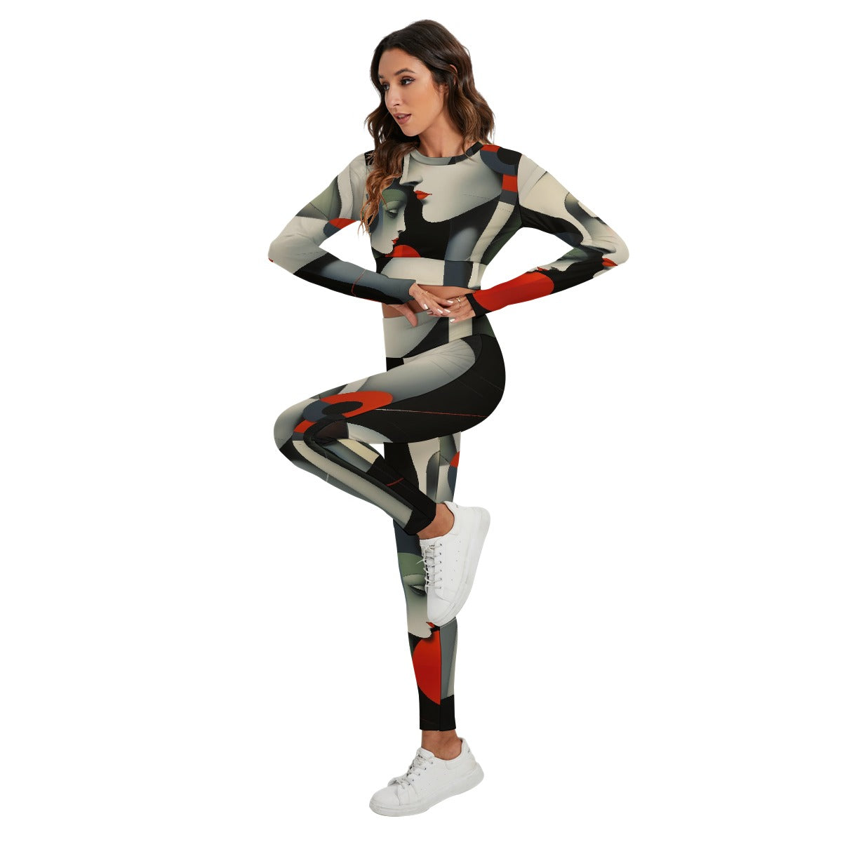 All-Over Print Women's Sport Set With Backless Top And Leggings