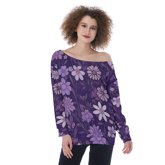 All-Over Print Oversized Women's Off-Shoulder Sweatshirt