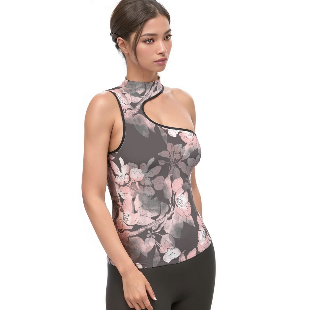All-Over Print Women's Halter Sleeveless Asymmetrical Tank Top