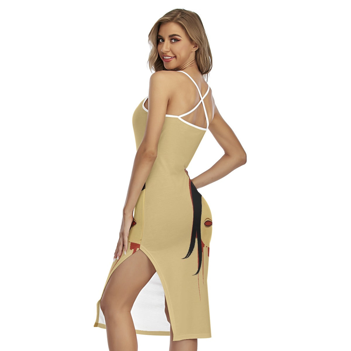 All-Over Print Women's Back Cross Cami Dress