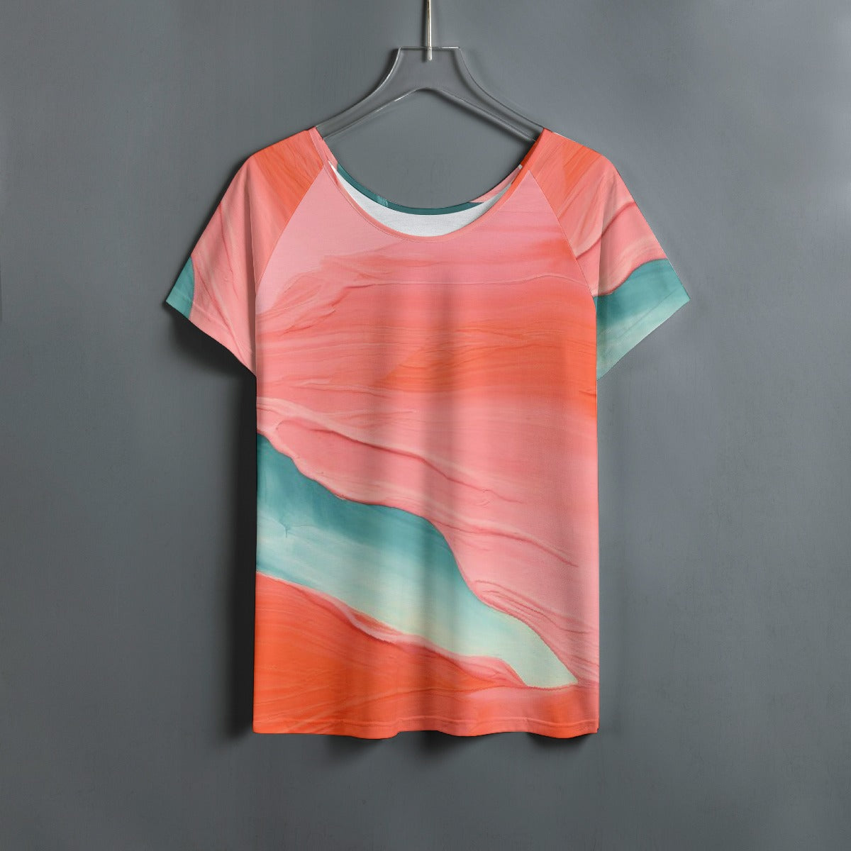 All-Over Print Women's Round Neck T-shirt With Raglan Sleeve