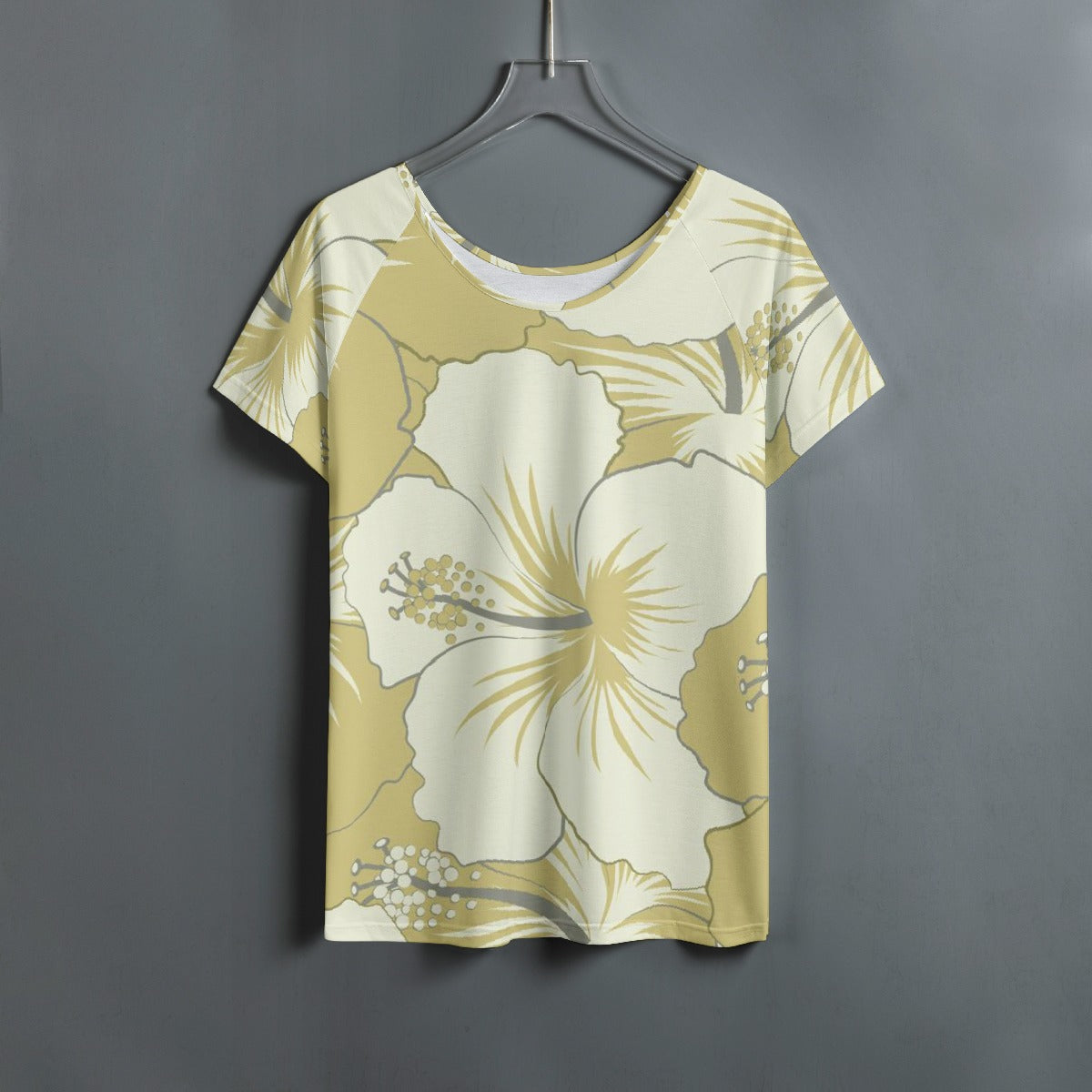 All-Over Print Women's Round Neck T-shirt With Raglan Sleeve