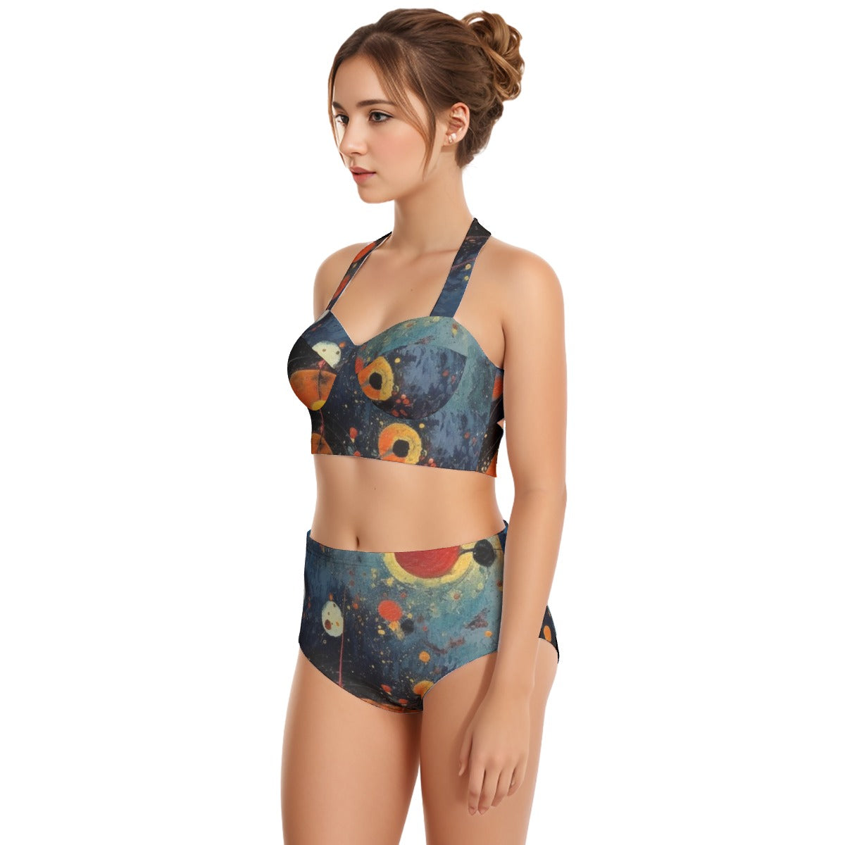 All-Over Print Women's Swimsuit Set With Halter