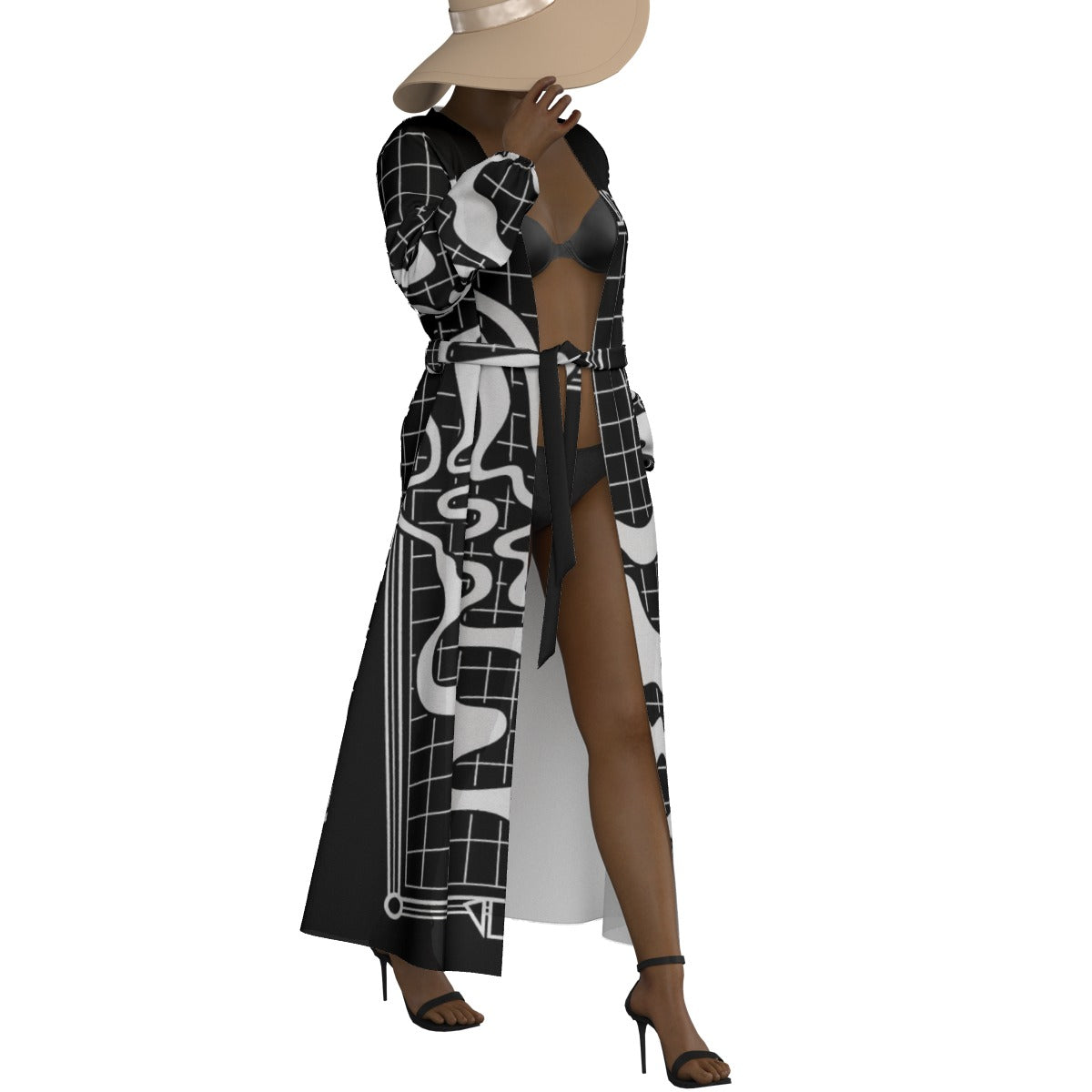 All-Over Print Women's Lace-up Chiffon Robe