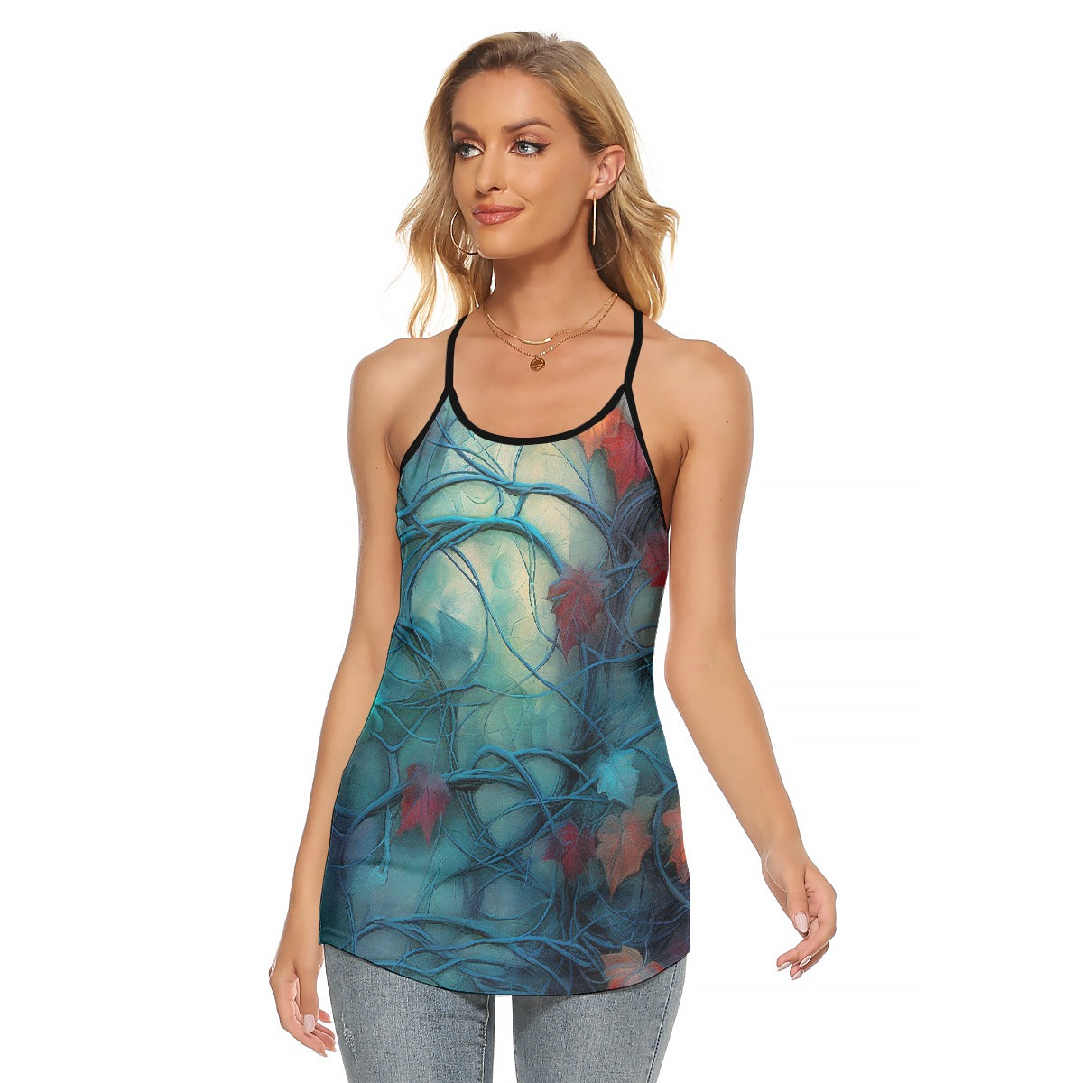 All-Over Print Women's Criss-Cross Open Back Tank Top