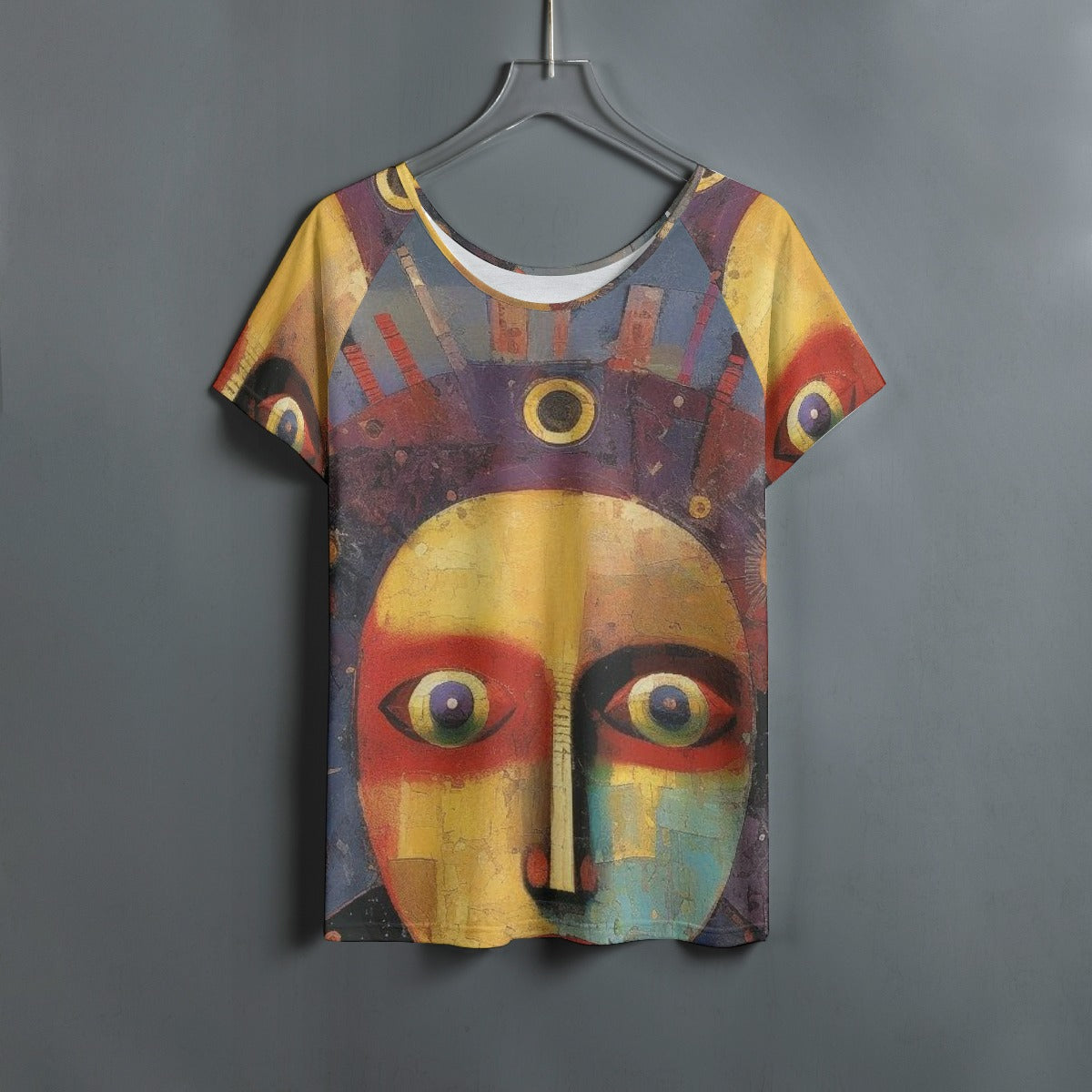 All-Over Print Women's Round Neck T-shirt With Raglan Sleeve
