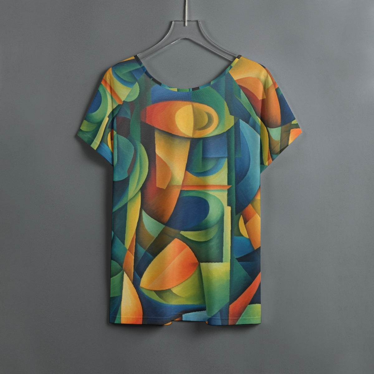 All-Over Print Women's Round Neck T-shirt With Raglan Sleeve