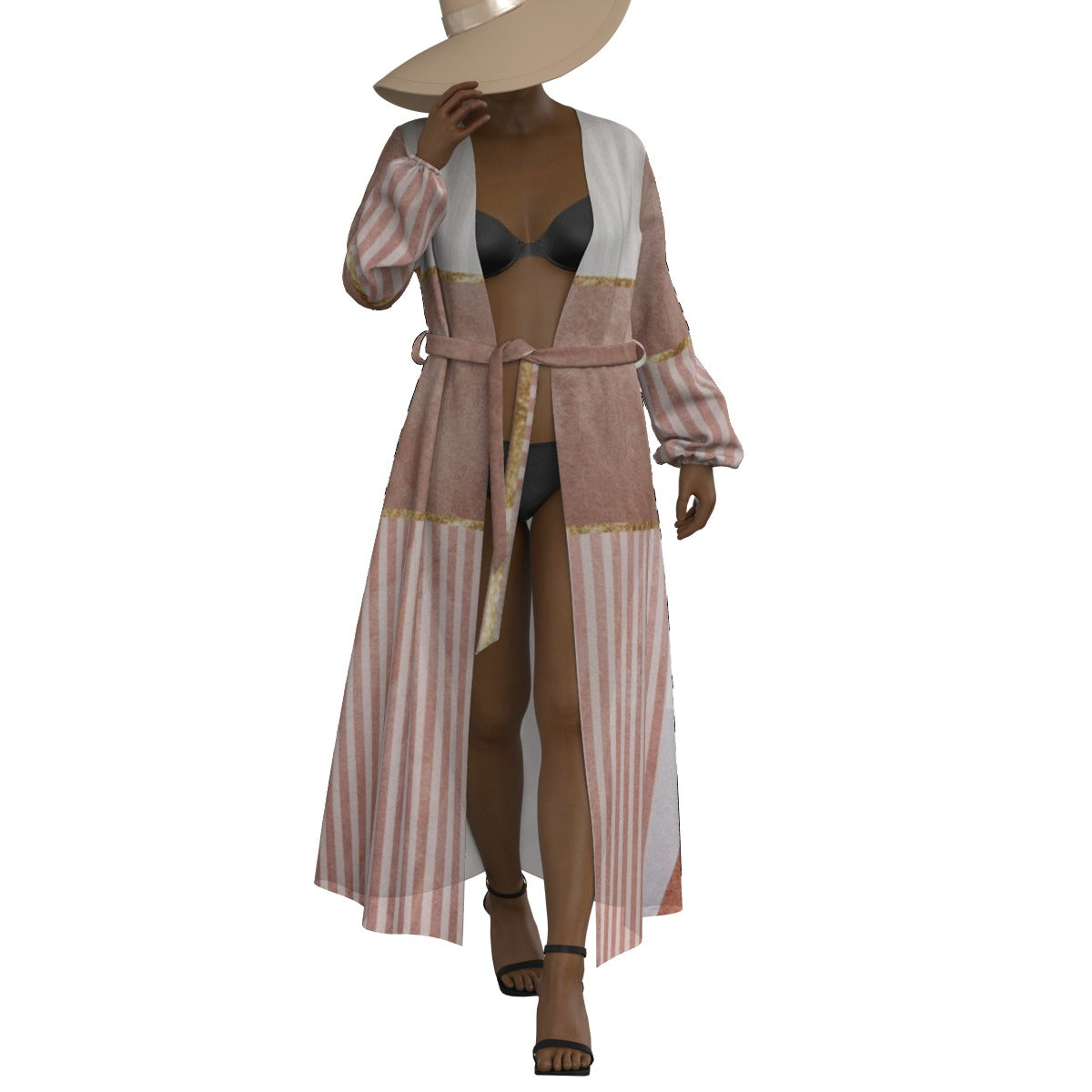 All-Over Print Women's Lace-up Chiffon Robe