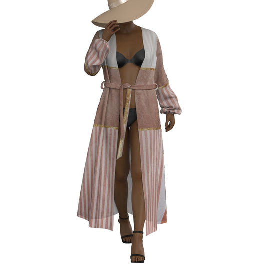 All-Over Print Women's Lace-up Chiffon Robe