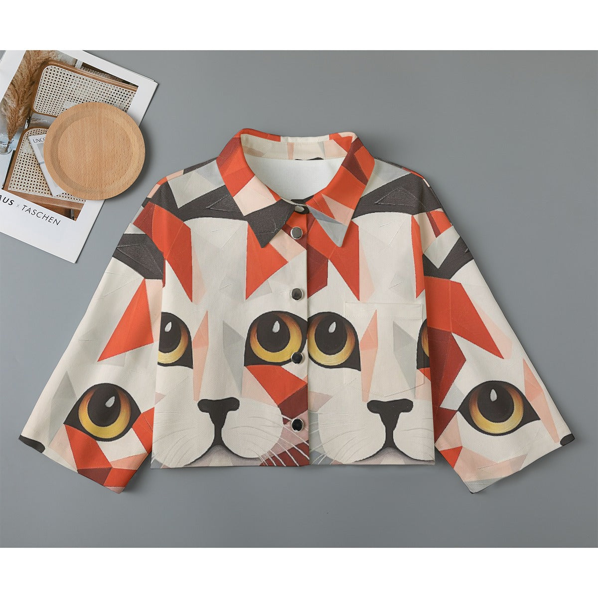 All-Over Print Women's Cropped Jacket | 245GSM Cotton