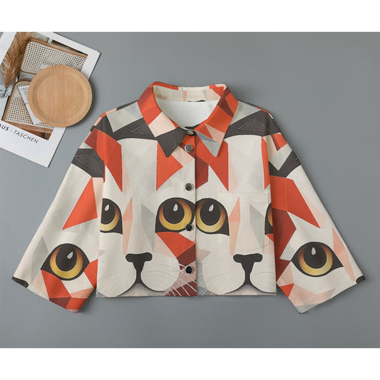 All-Over Print Women's Cropped Jacket | 245GSM Cotton