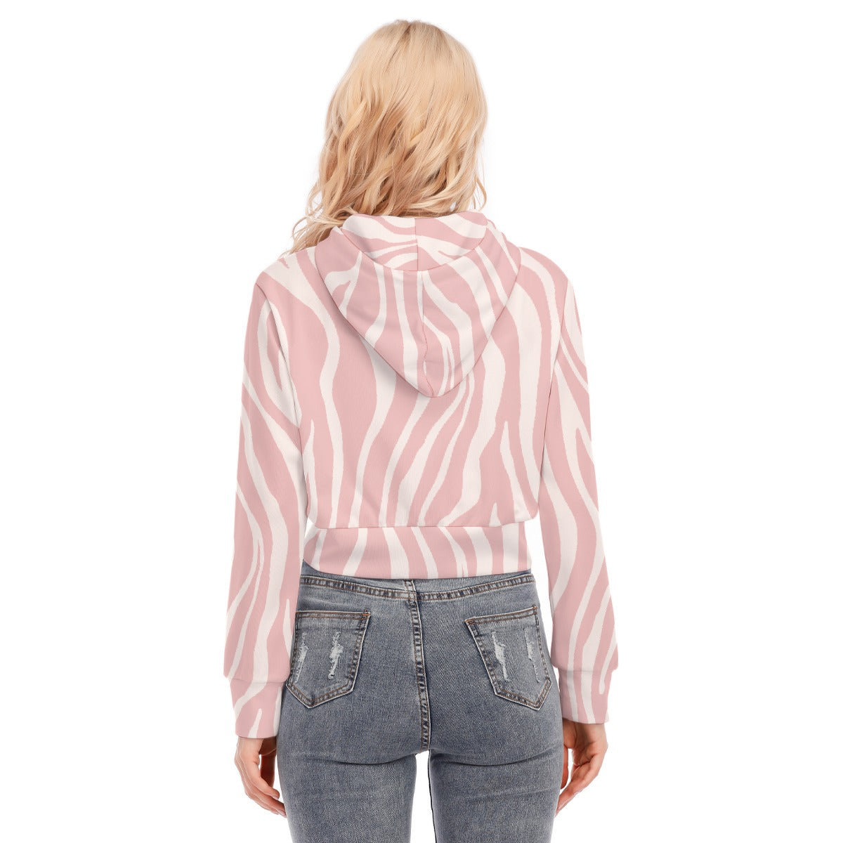 All-Over Print Women's Crop Top Hoodie With Zipper Closure