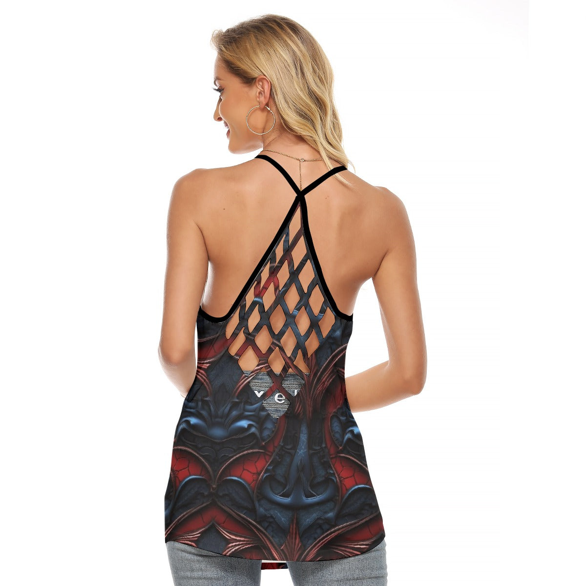 All-Over Print Women's Criss-Cross Open Back Tank Top
