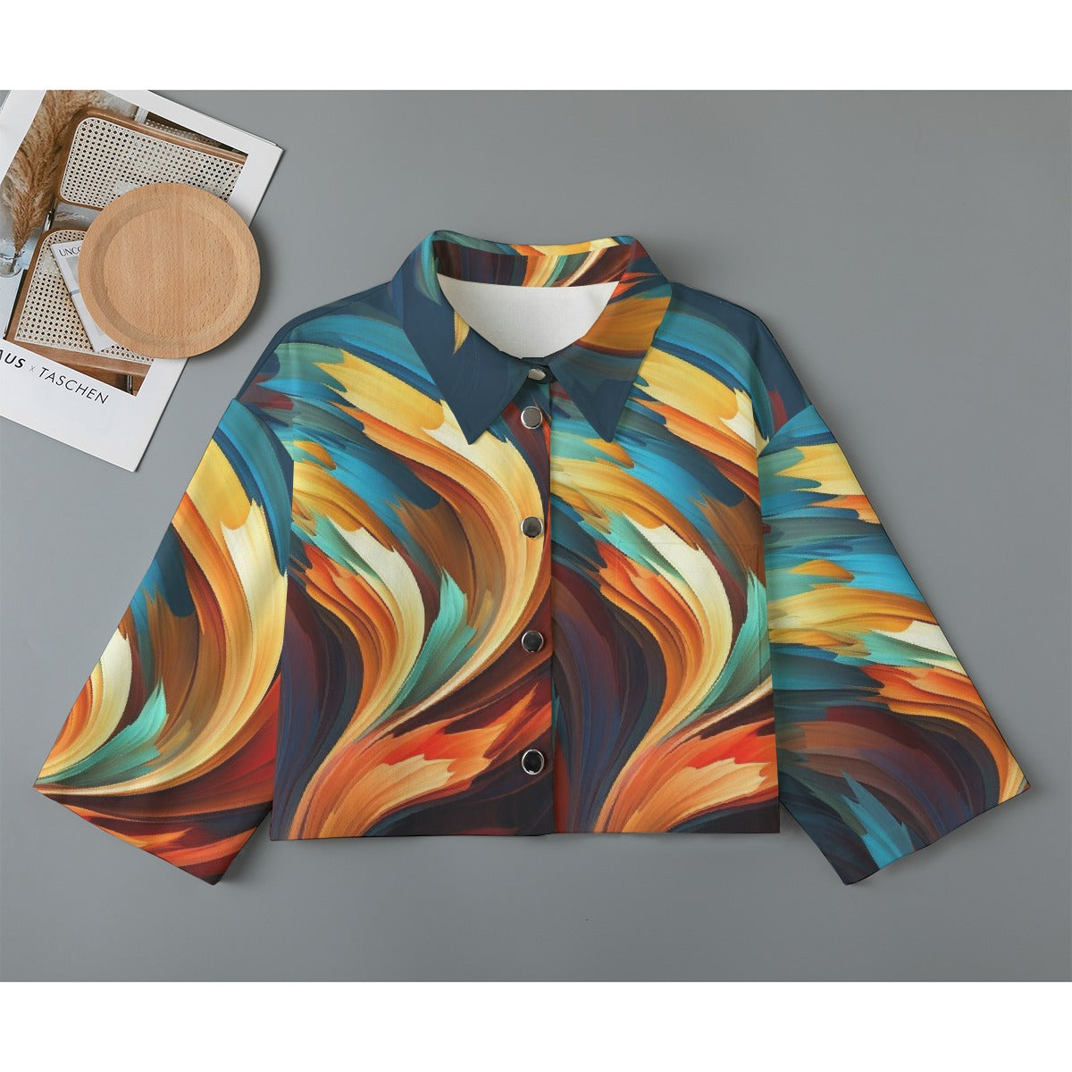 All-Over Print Women's Cropped Jacket | 245GSM Cotton