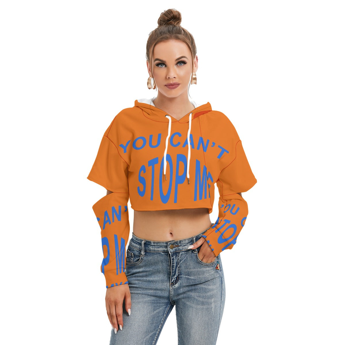 All-Over Print Women's Heavy Fleece Hoodie With Hollow Out Sleeve