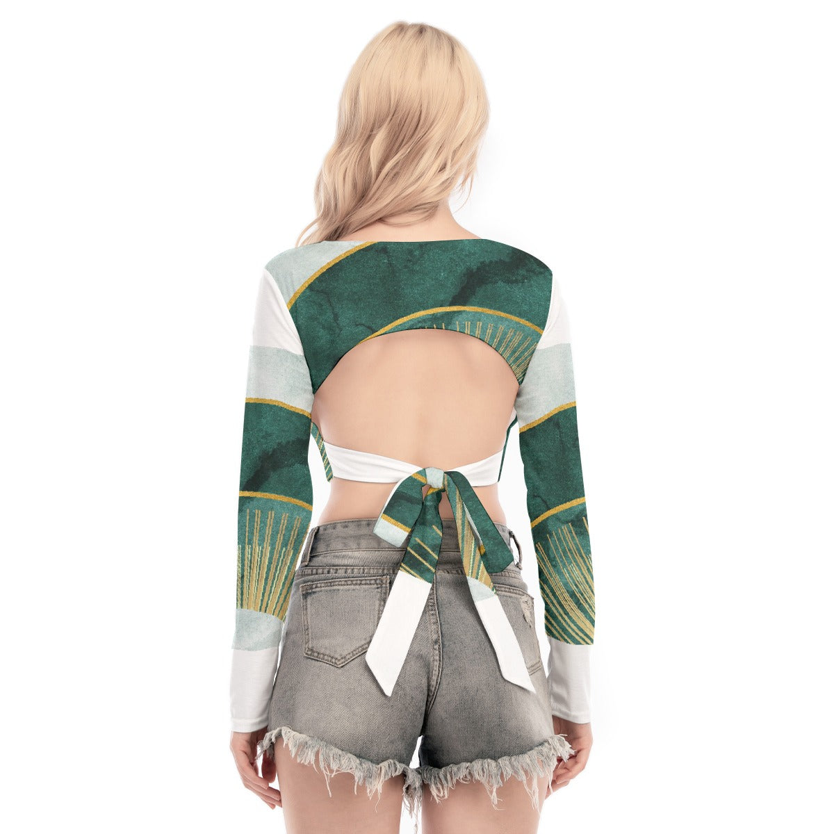 All-Over Print Women's Back Hollow T-shirt With Strap