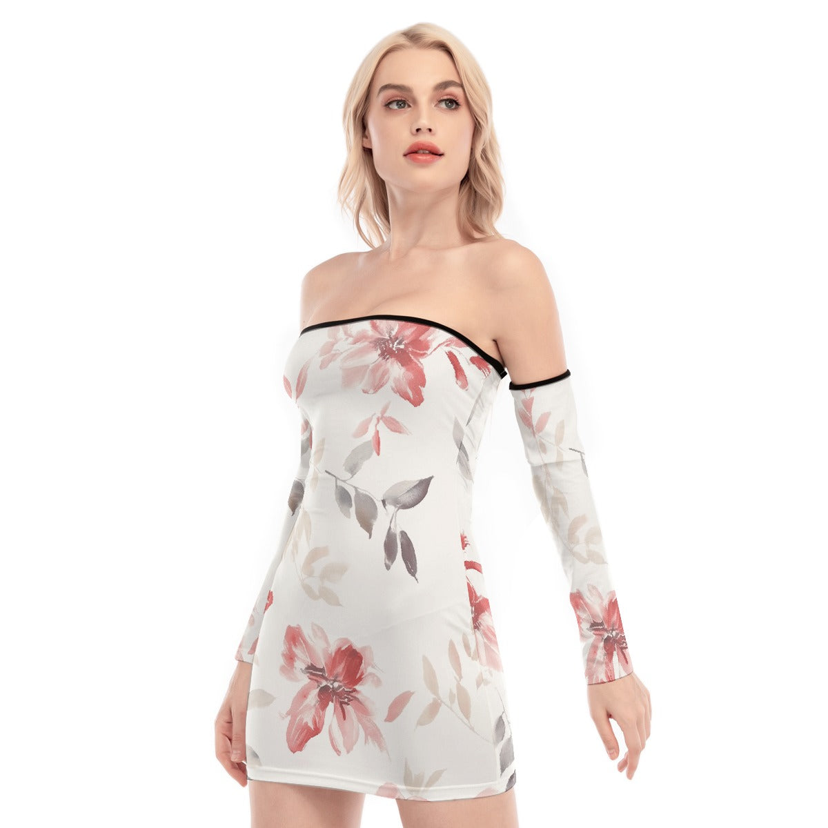 All-Over Print Women's Off-shoulder Back Lace-up Dress