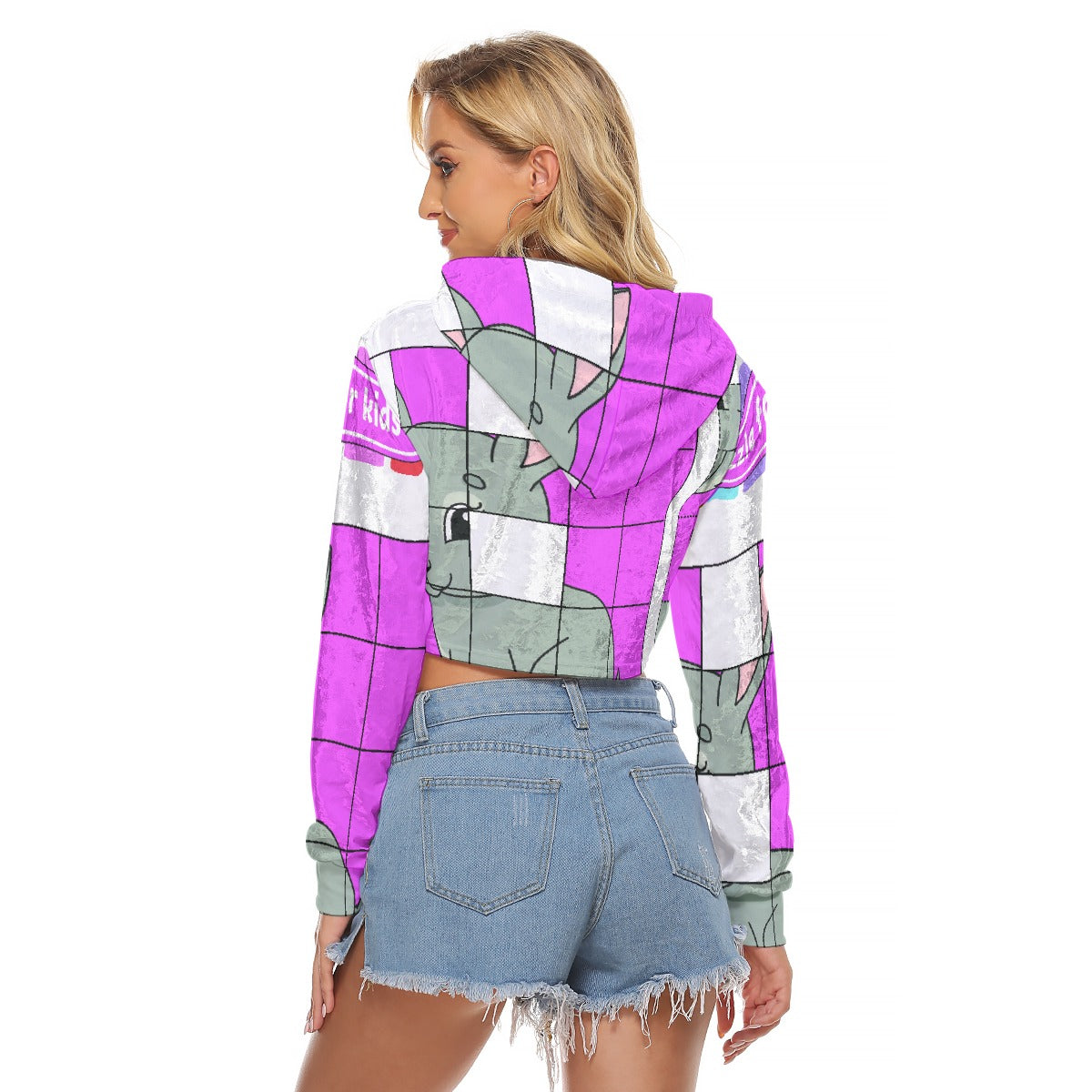 All-Over Print Women's Crop Top Hoodie|Velvet