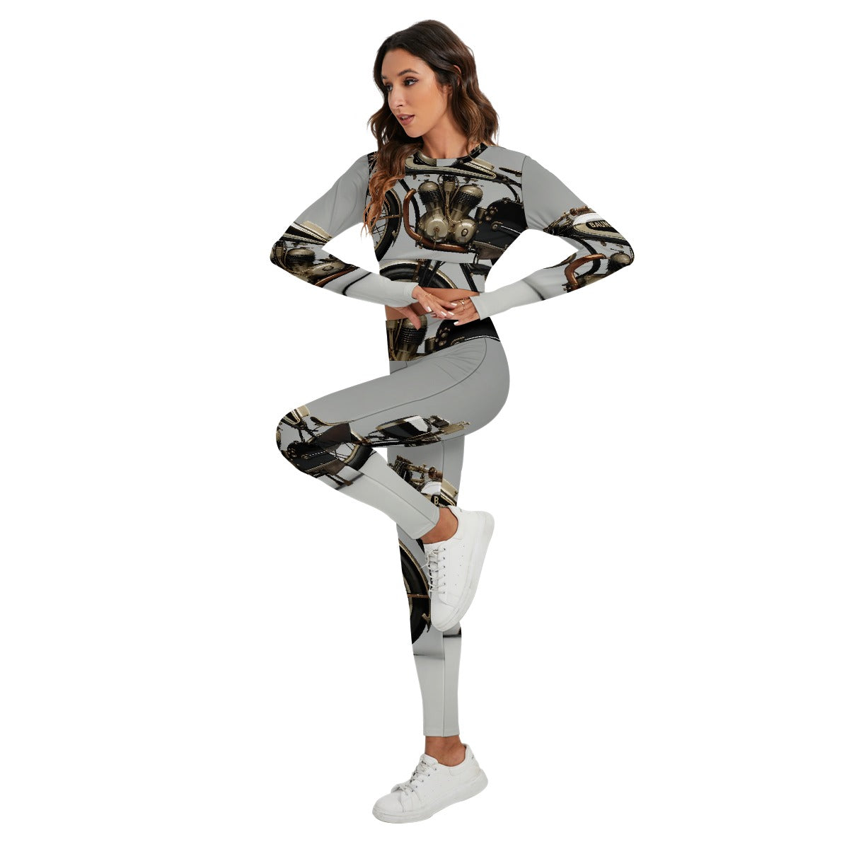 All-Over Print Women's Sport Set With Backless Top And Leggings