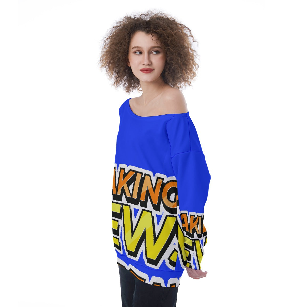 All-Over Print Oversized Women's Off-Shoulder Sweatshirt