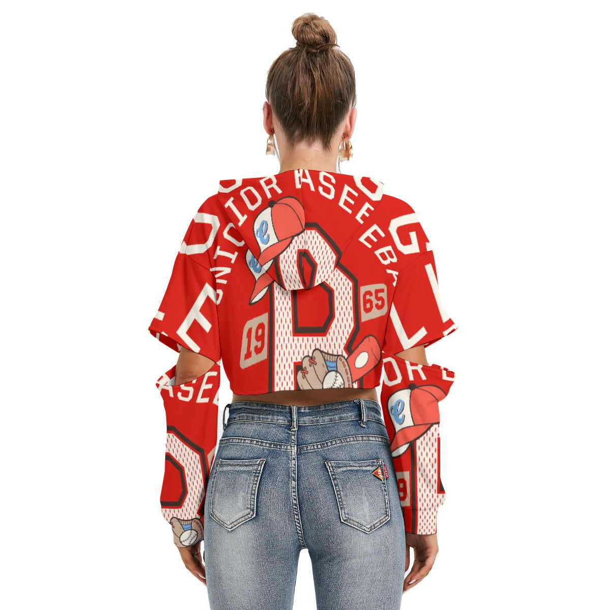 All-Over Print Women's Heavy Fleece Hoodie With Hollow Out Sleeve