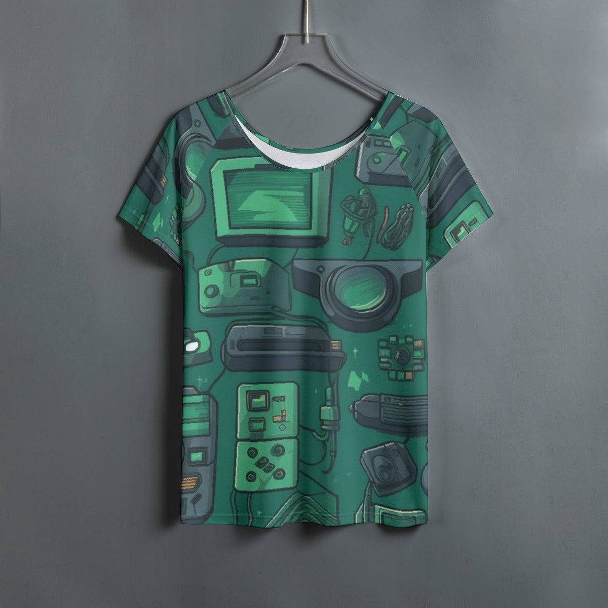 All-Over Print Women's Round Neck T-shirt With Raglan Sleeve