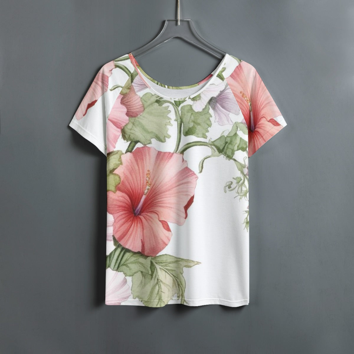 All-Over Print Women's Round Neck T-shirt With Raglan Sleeve