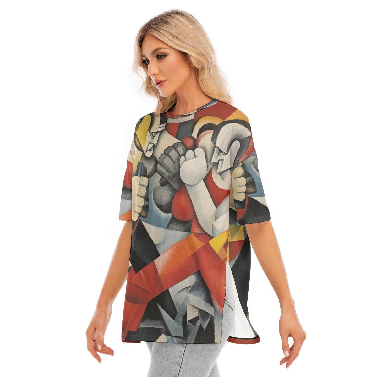 All-Over Print Women's Short Sleeves T-shirt With Hem Split