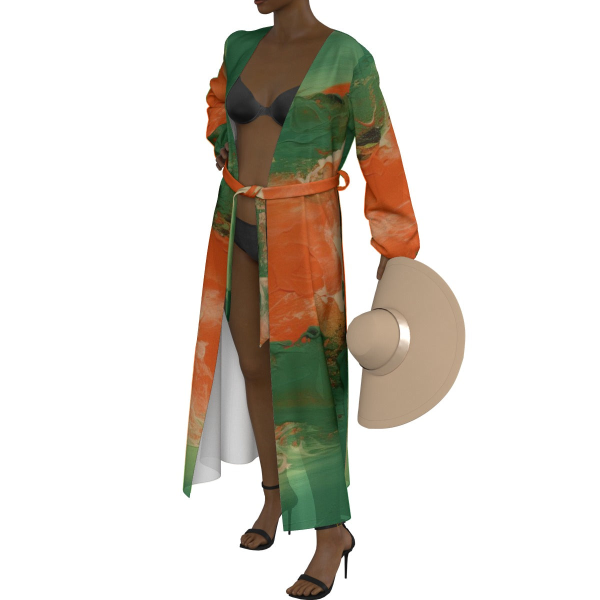 All-Over Print Women's Lace-up Chiffon Robe