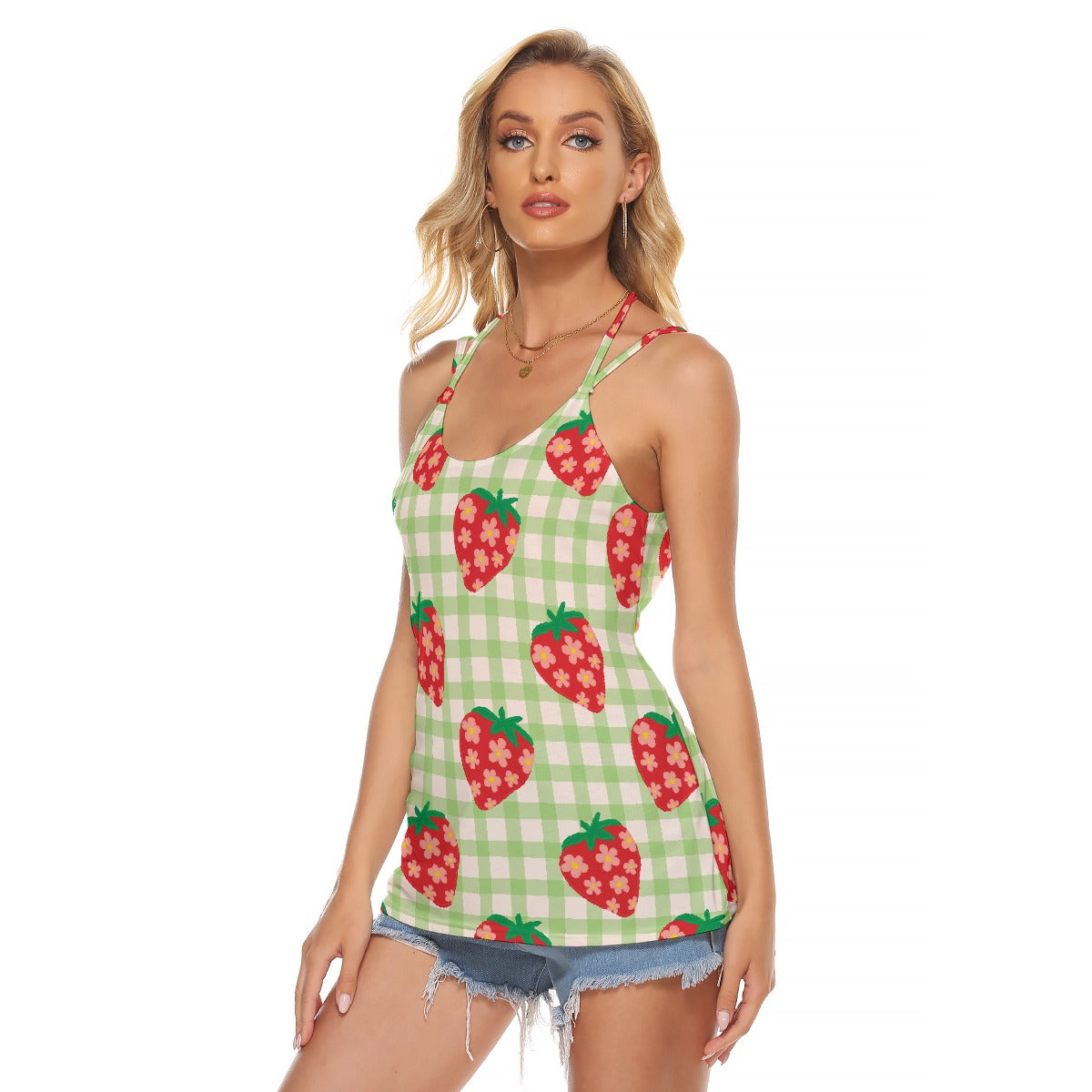 All-Over Print Women's Halter Top With Backless