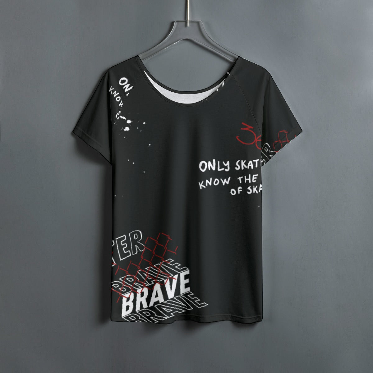 All-Over Print Women's Round Neck T-shirt With Raglan Sleeve