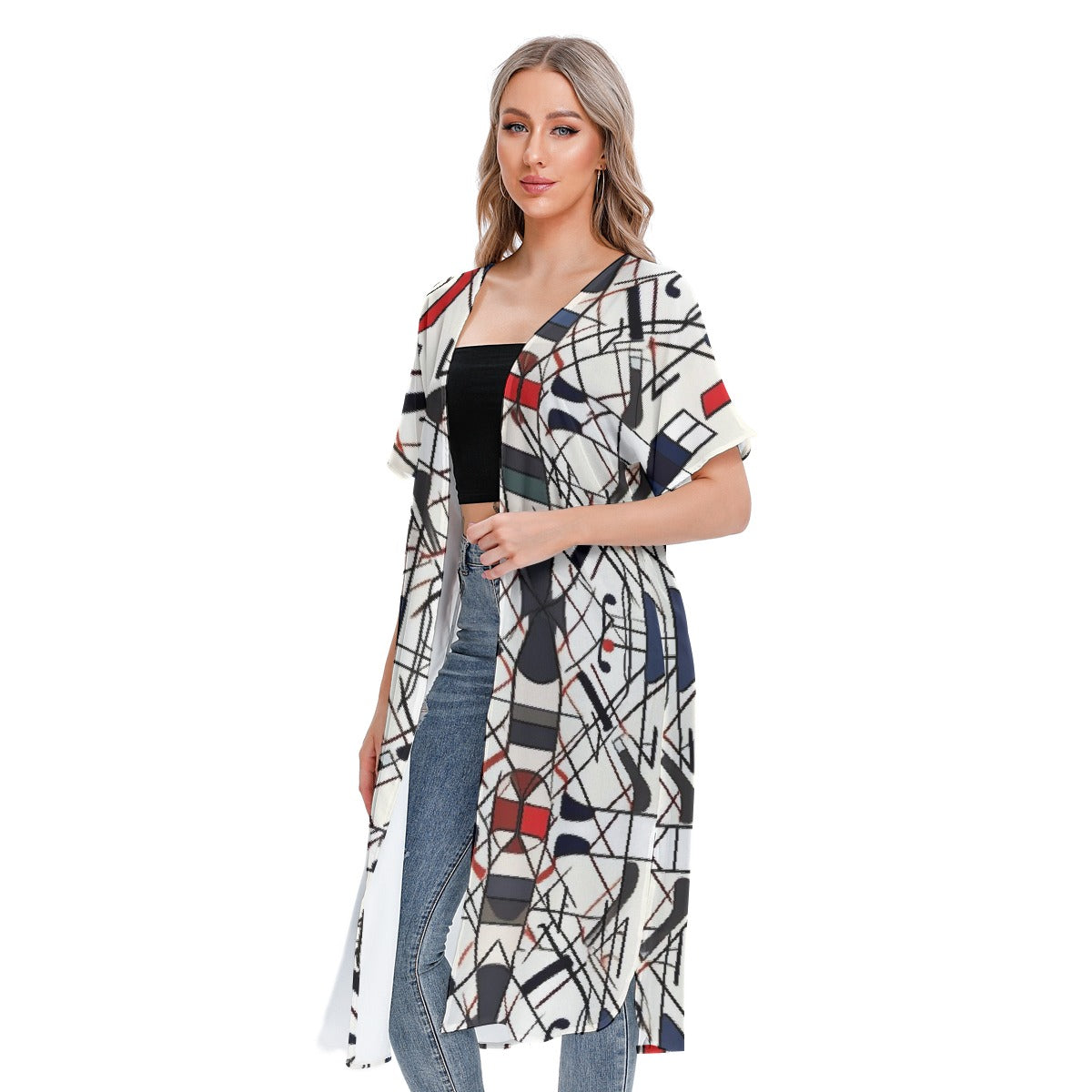 All-Over Print Women's Short Sleeve Cardigan