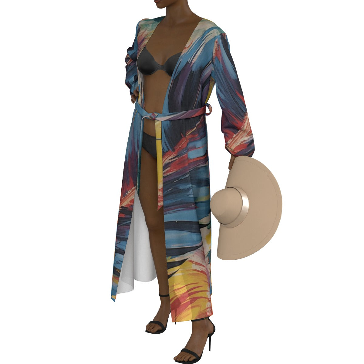 All-Over Print Women's Lace-up Chiffon Robe