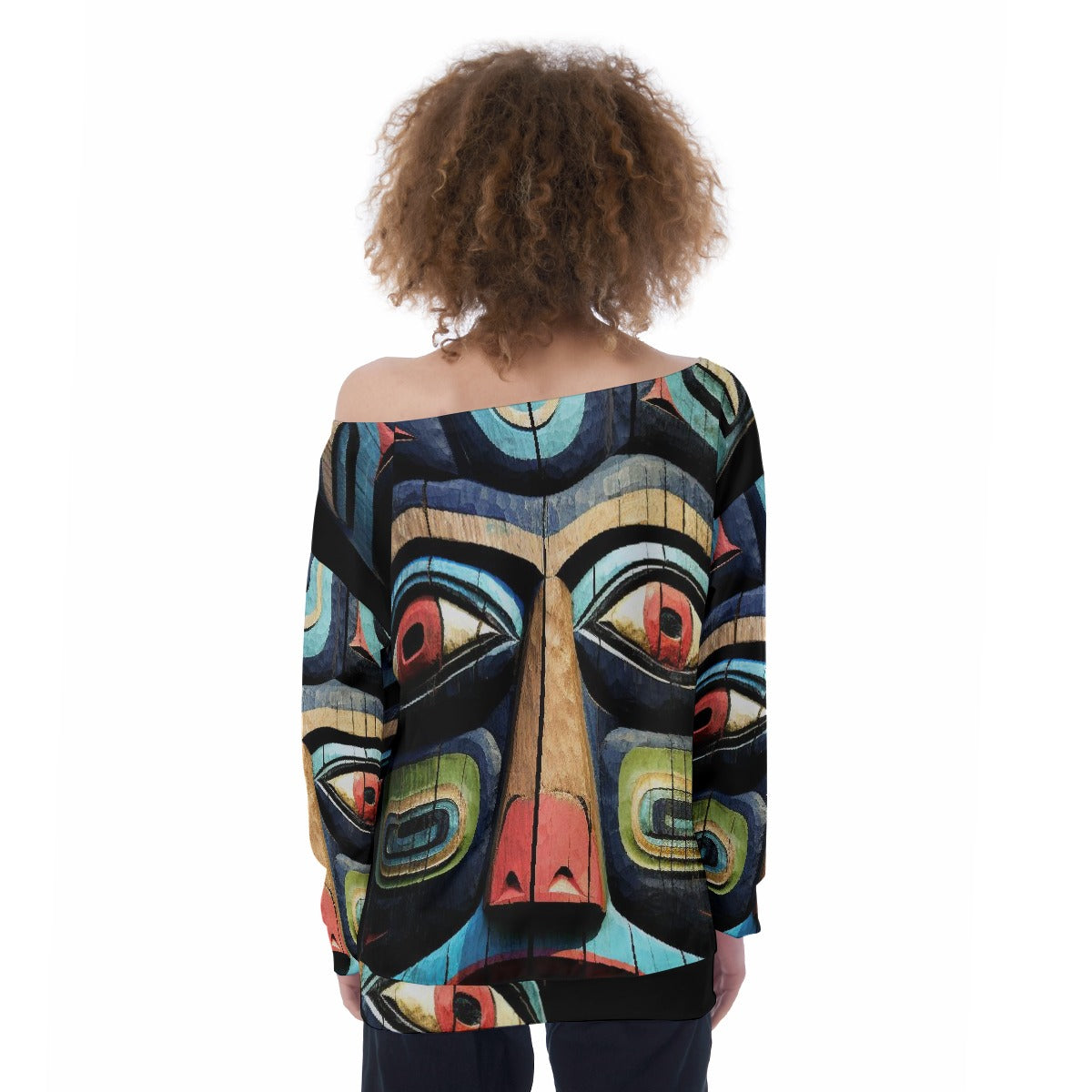 All-Over Print Oversized Women's Off-Shoulder Sweatshirt