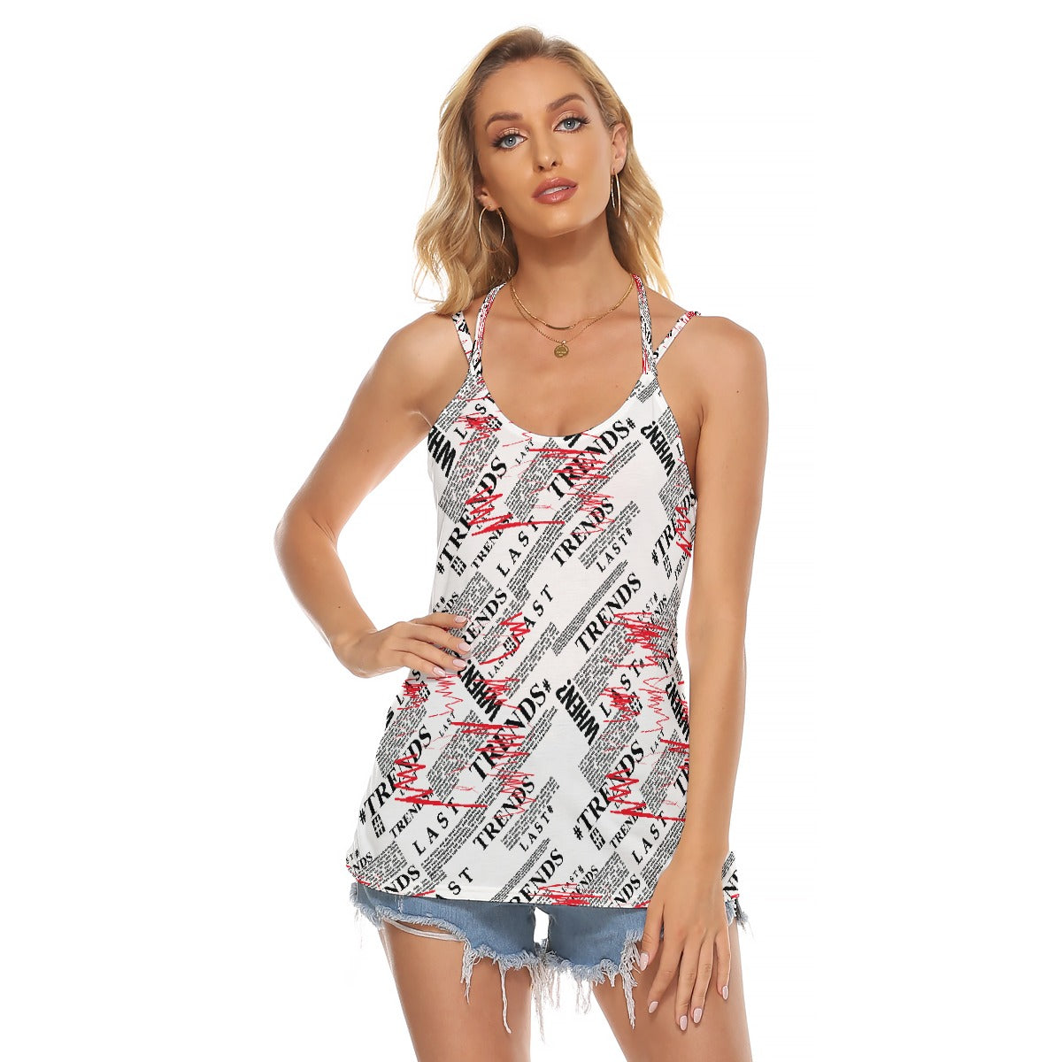 All-Over Print Women's Halter Top With Backless