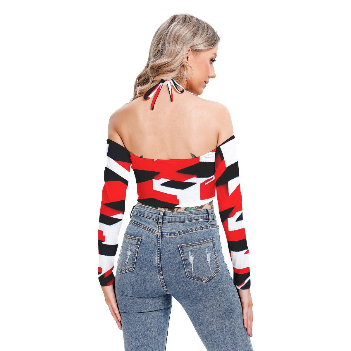 All-Over Print Women's Halter Lace-up Top