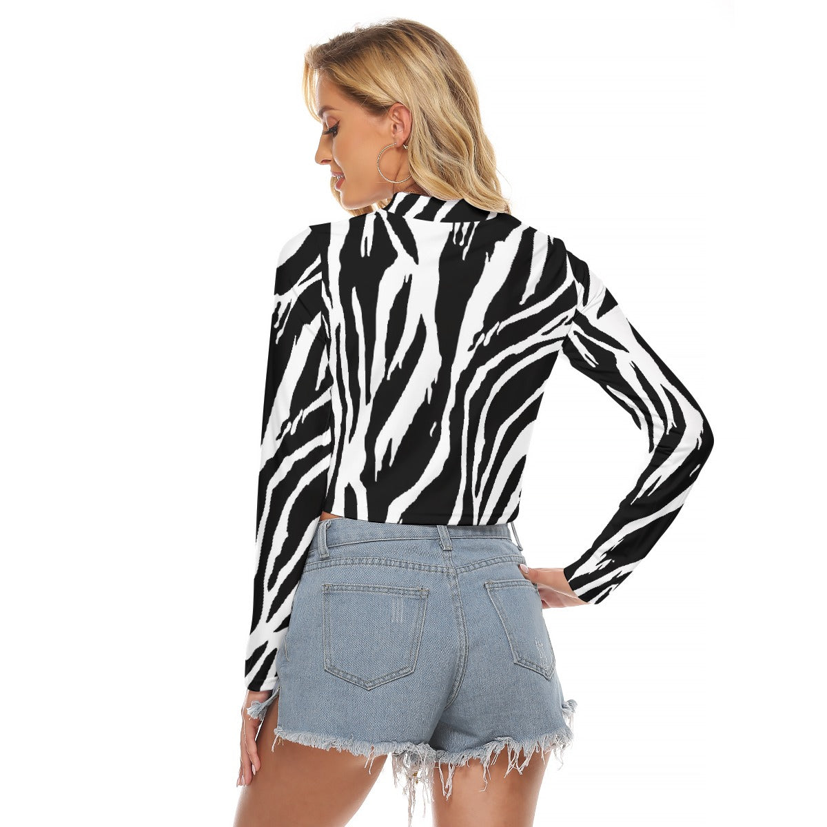 All-Over Print Women's Hollow Chest Keyhole Tight Crop Top