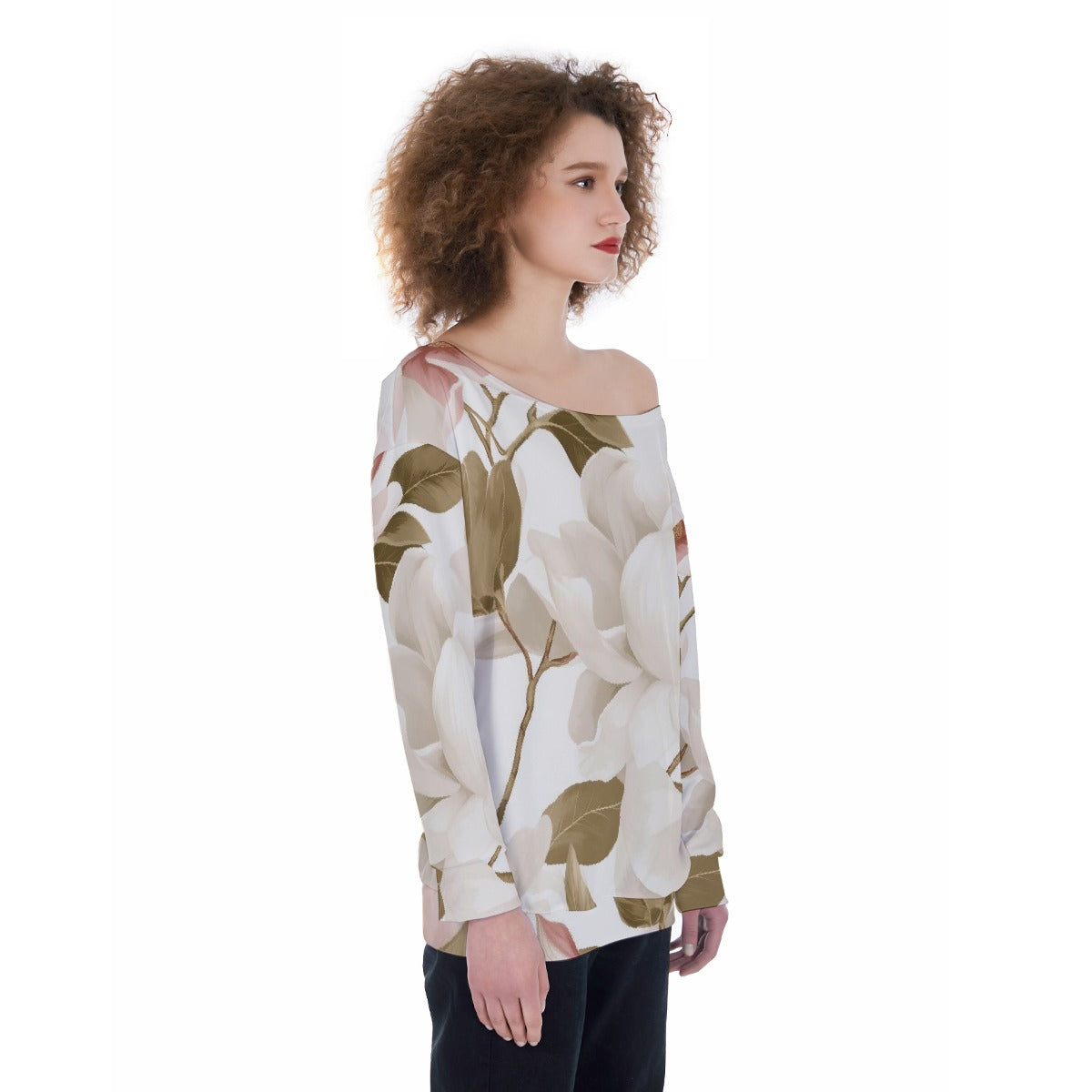 All-Over Print Oversized Women's Off-Shoulder Sweatshirt