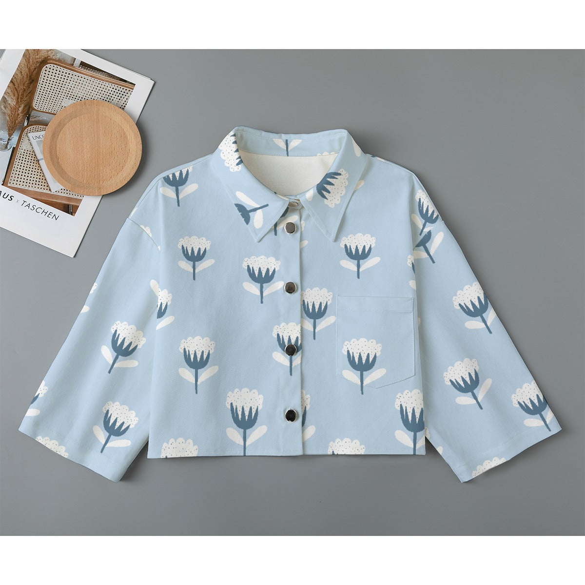 All-Over Print Women's Cropped Jacket | 245GSM Cotton