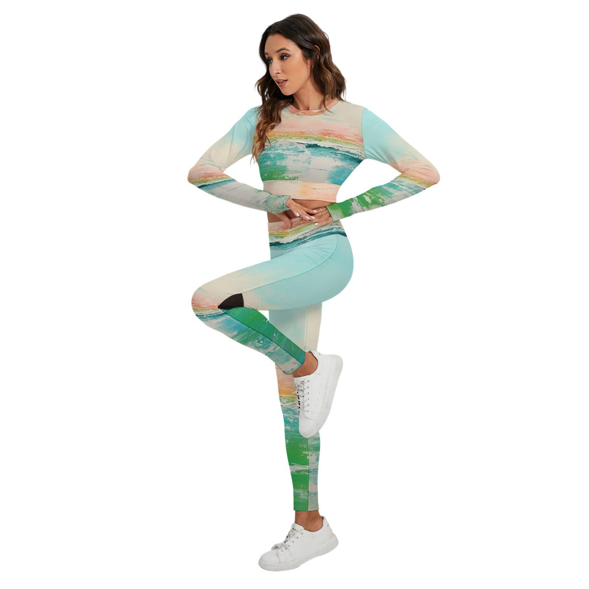 All-Over Print Women's Sport Set With Backless Top And Leggings
