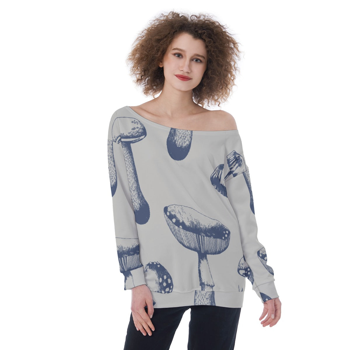 All-Over Print Oversized Women's Off-Shoulder Sweatshirt