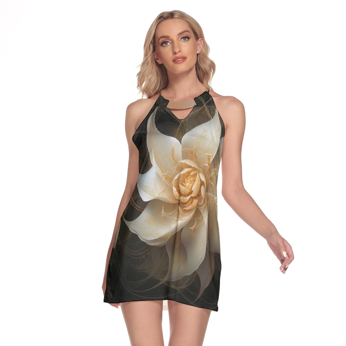 All-Over Print Women's Round Neck Above Knee Dress