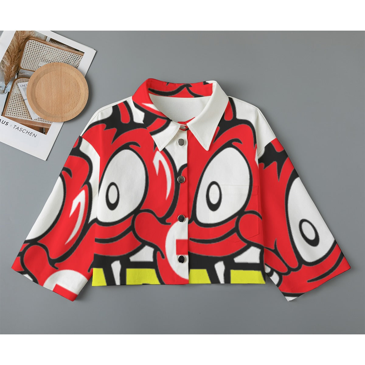 All-Over Print Women's Cropped Jacket | 245GSM Cotton