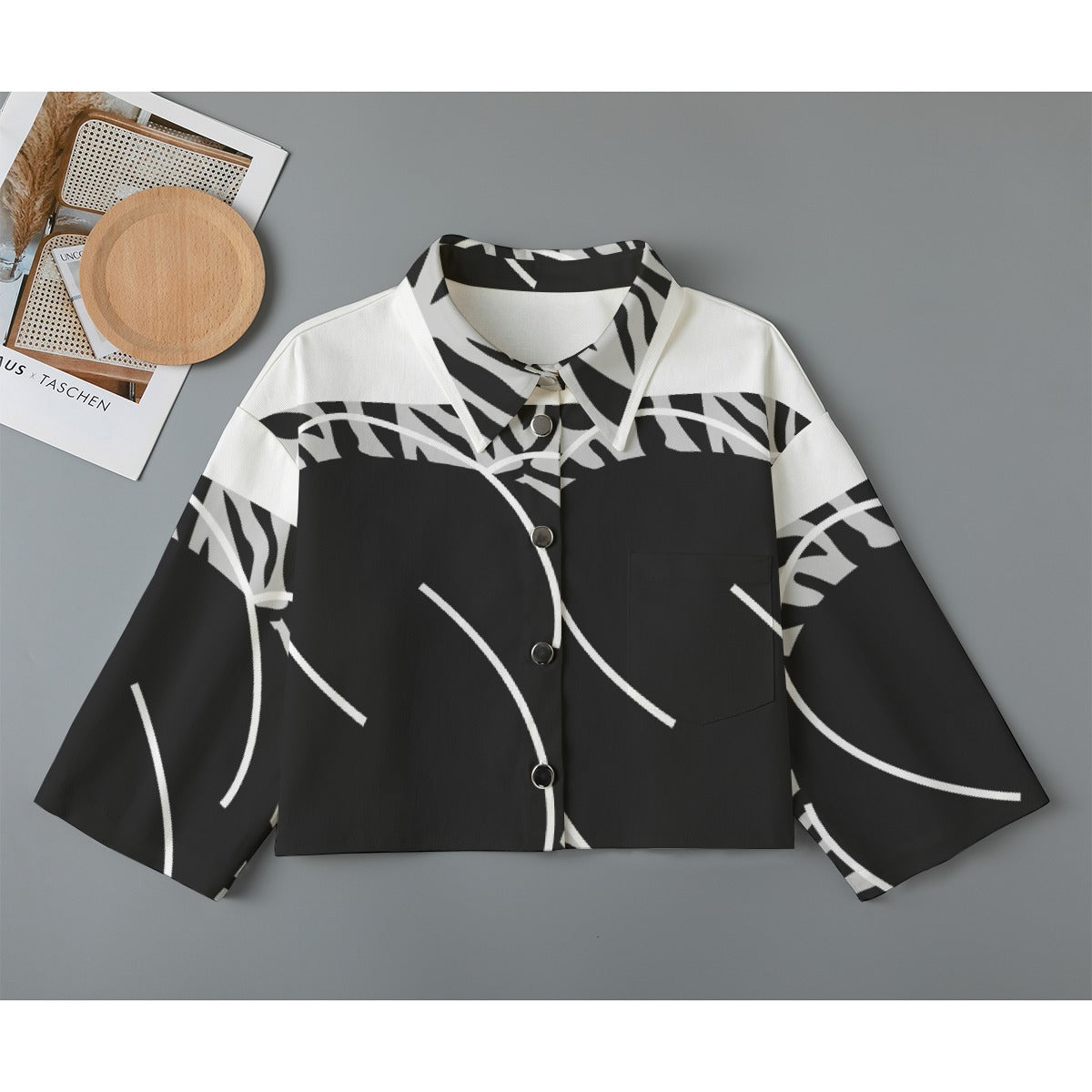 All-Over Print Women's Cropped Jacket | 245GSM Cotton