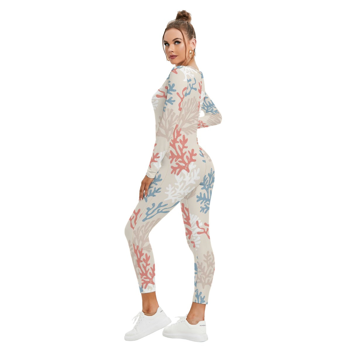 All-Over Print Women's Plunging Neck Jumpsuit