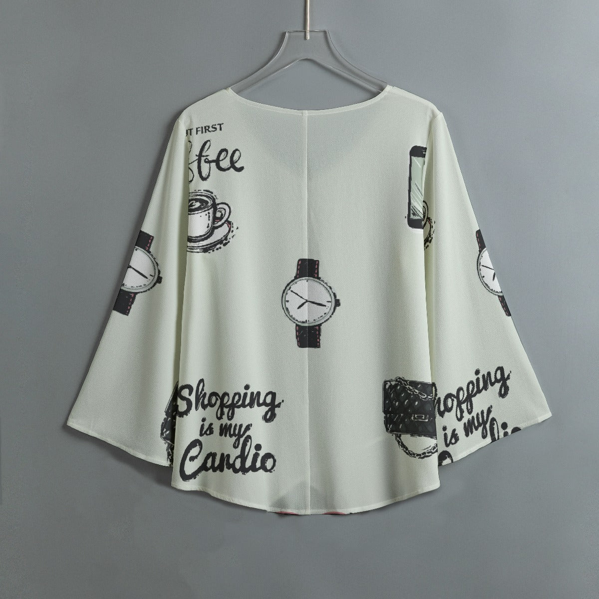 All-Over Print Women's V-neck T-shirt With Irregular Hem