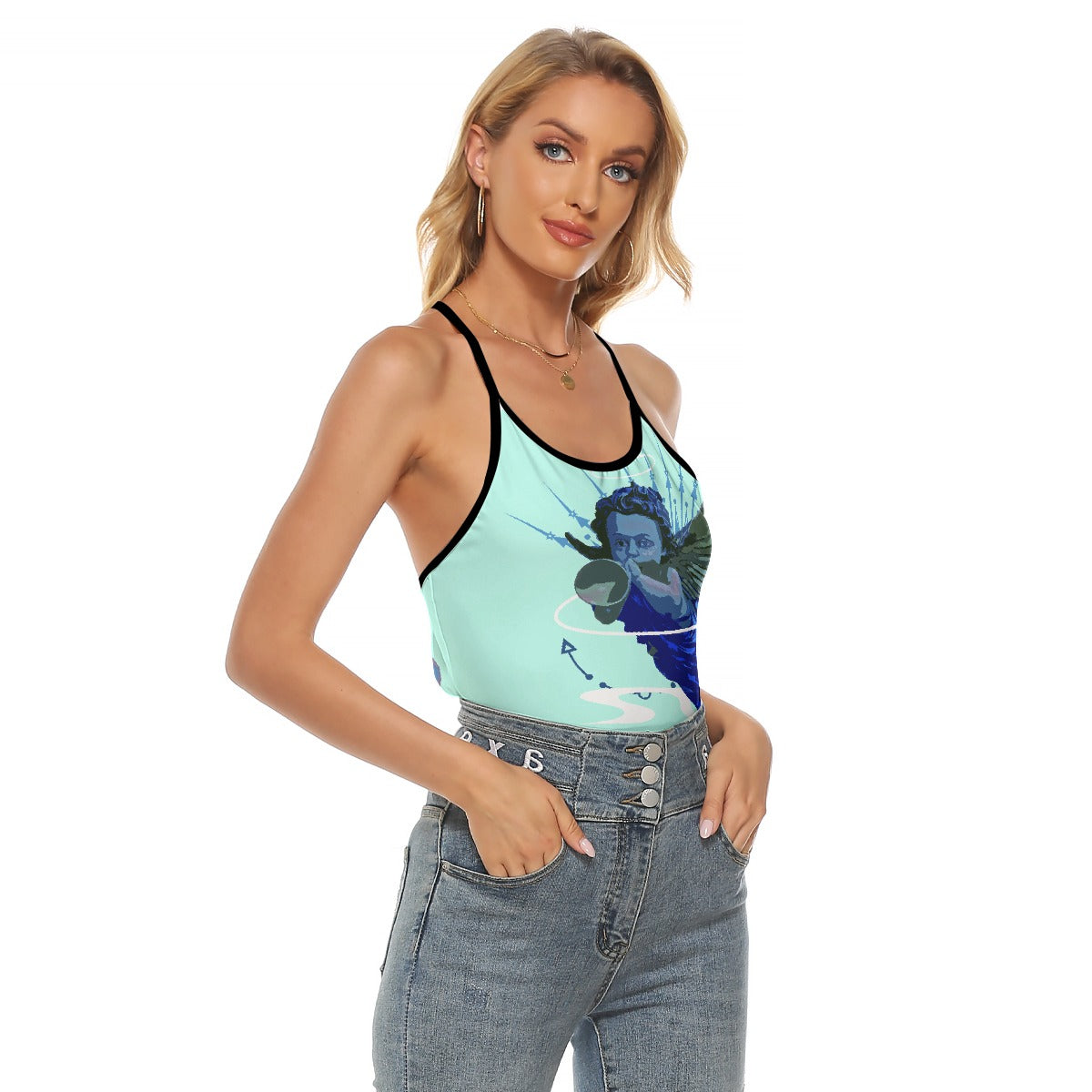 All-Over Print Women's Criss-Cross Open Back Tank Top